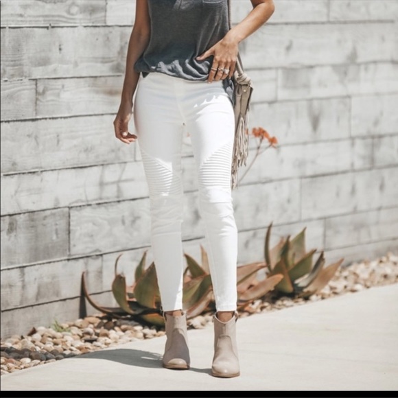 ✨RESTOCK✨White stretch Motto jeggings zipper Trim - Picture 4 of 7